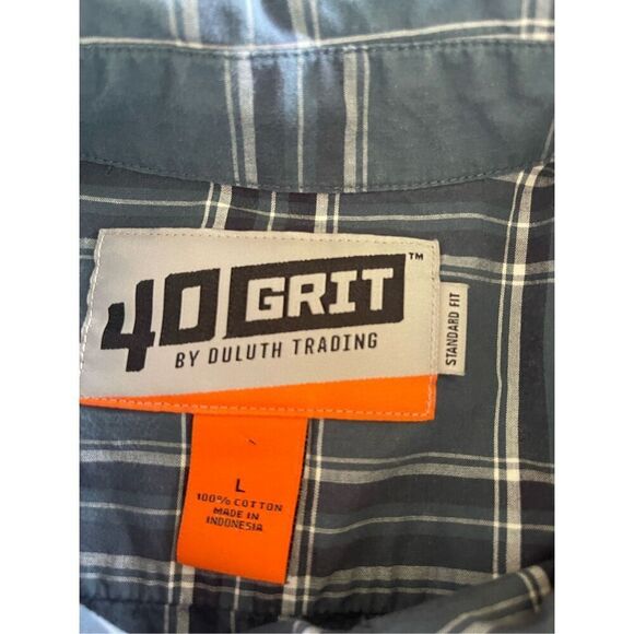 40 Grit Men's Multi Gray Buttons Up Collared Short Sleeve Shirt Large - Picture 11 of 12